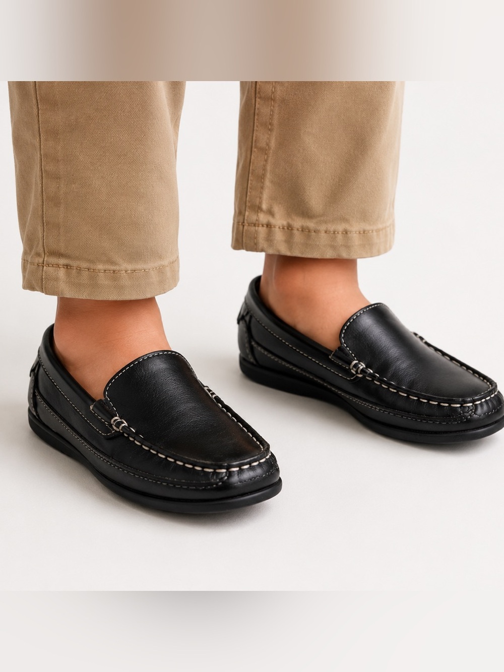 Johnston & Murphy Boys Leather Penny Loafers Black Size 13M Dress Shoes EUC